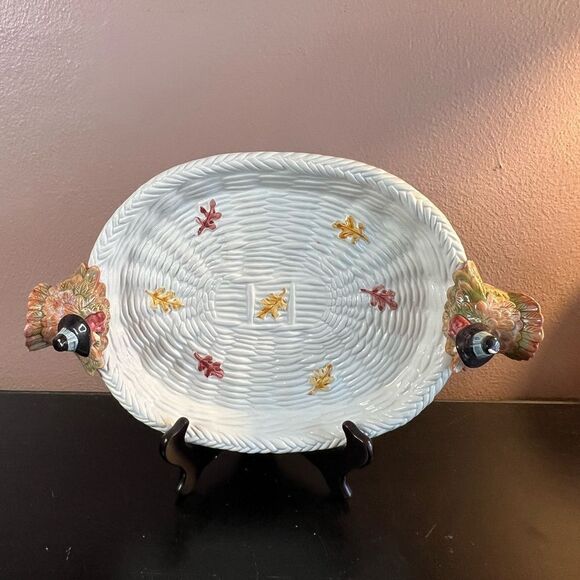 Fitz & Floyd 1990 pilgrims progress thanksgiving serving tray - Picture 15 of 16